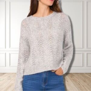 Sequin Pointelle Knit Sweater